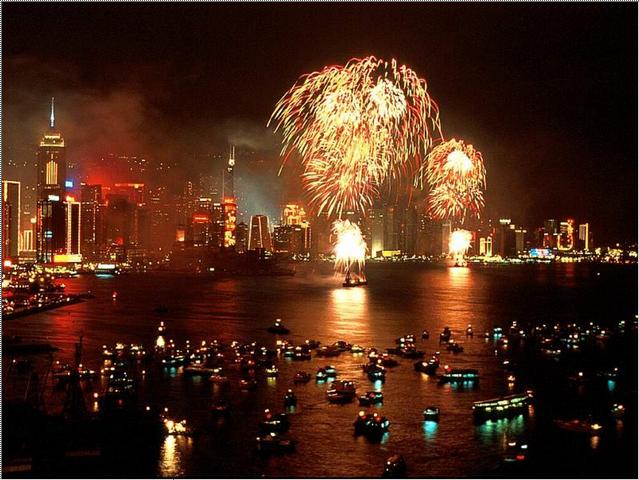 Crowded Hong Kong Victoria Harbour during Chinese New Year for the firework