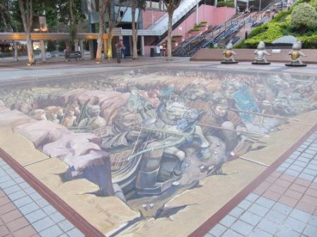 The BIG painting showing the Terra Cotta came into lives fighting in wars