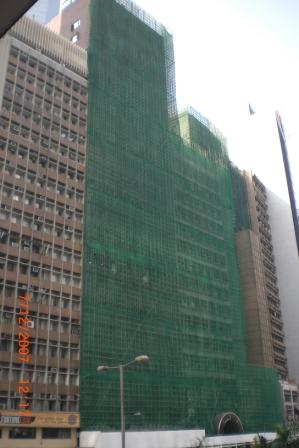 A typical bamboo scaffolding on the outside of the building during constructions and/or renovation