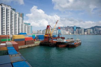 Hong Kong container terminal, one of the busiest in the world.