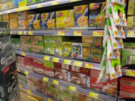 This tea aisle filled with all different nationalities of tea