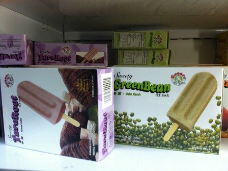 Taro Root and Green Bean flavored ice bar (a.k.a. popsicle)