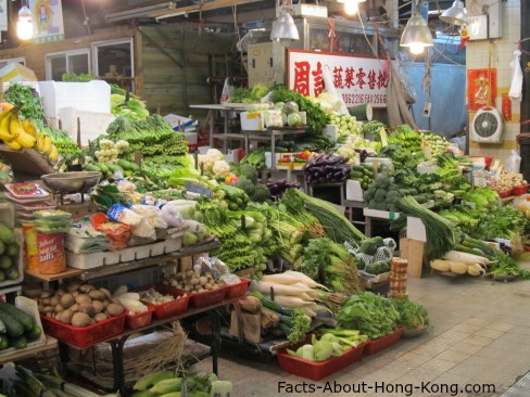 Fresh produce in the wet market.