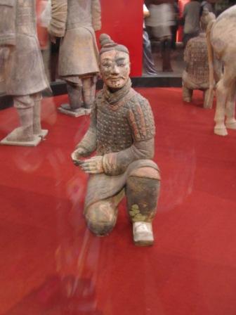 This is one of the terra cotta statues which still preserved a little bit of color that you can imagine how they looked like before oxidation.