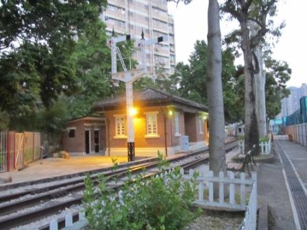 The old platform, semaphore signals and part of the preserved rail