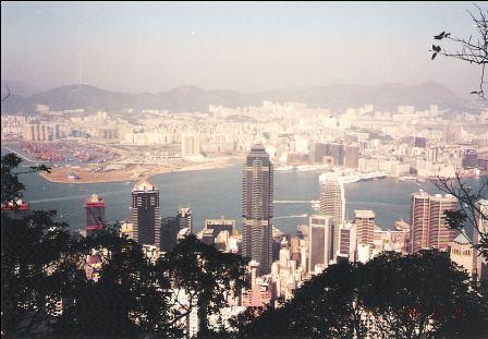 Hong Kong Skyline - Lookout from the Peak, Zoom out of the Kowloon Coastal Line