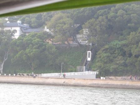The cable car next to the Tai O Hotel for their visitors to get to the harbor front