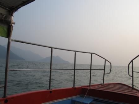 In the middle of the ocean waiting for a Chinese Pink Dolphin to meet us