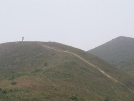 The walking trail along the route of the cable car.  See that guy over the mountain.  He was not the only one there on that day of our visit.  We saw quite a few people like him hiking