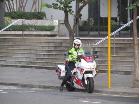 Hong Kong Police on motorcycle