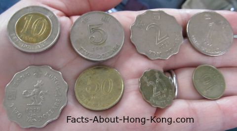 The back of Hong Kong dollar coins