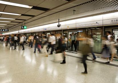 A common scene at the MTR station. People running from one train to another train. It's the busy lifestyle in Hong Kong. 